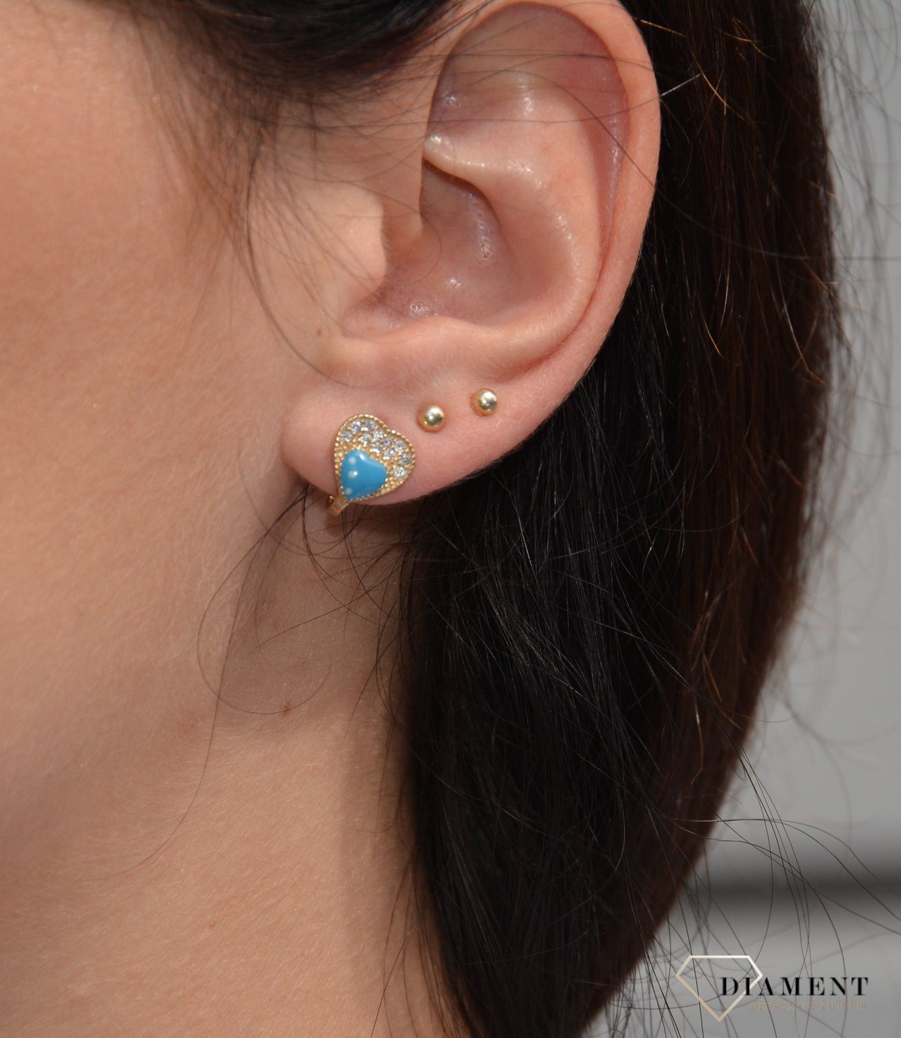 Złote kolczyk 333 serduszko niebieskie.jpg